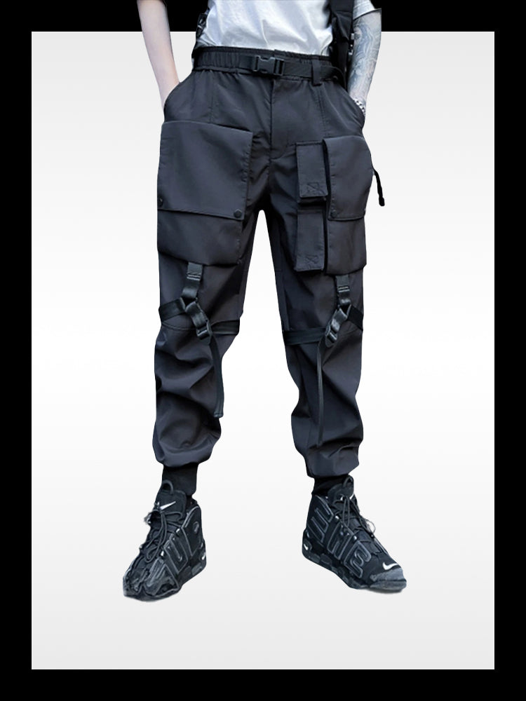 Techwear pants with straps