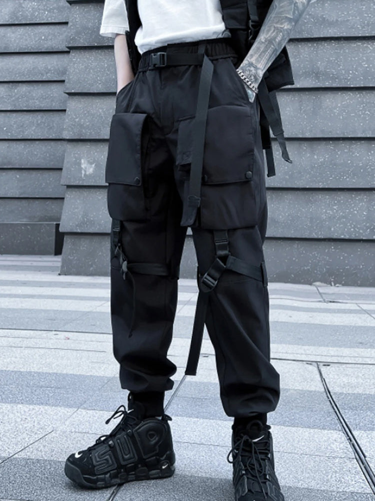 Techwear pants with straps