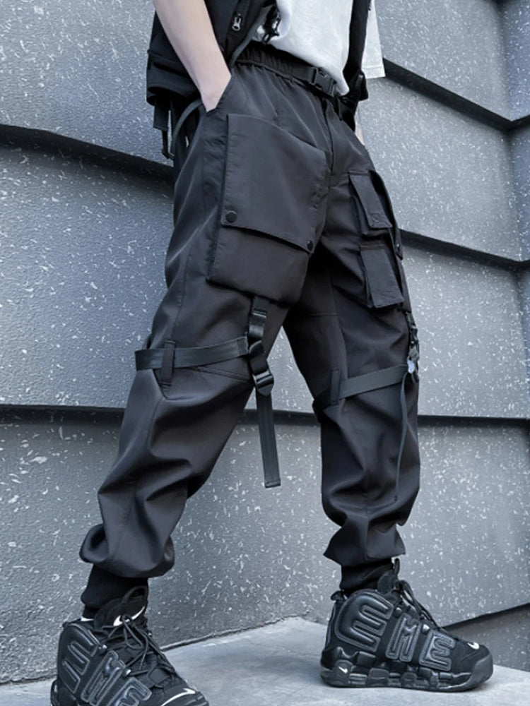 Techwear pants with straps