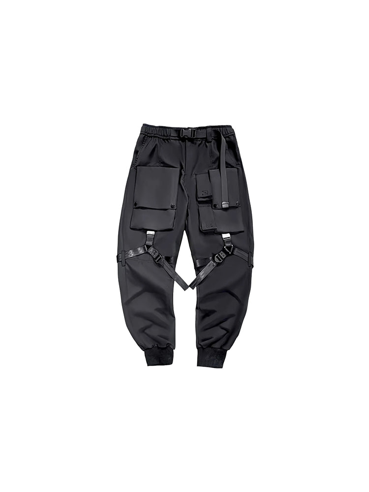 Techwear pants with straps