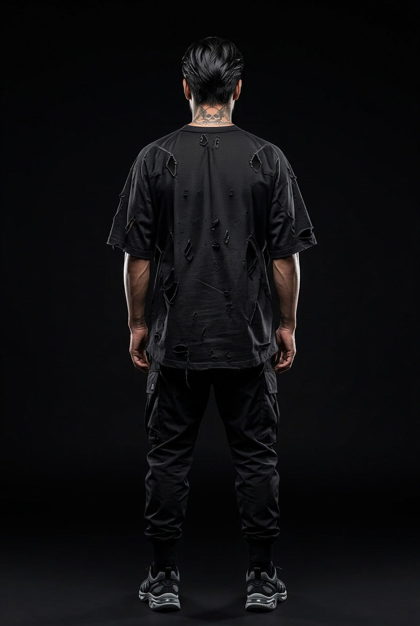 Schwarzes Techwear-Shirt