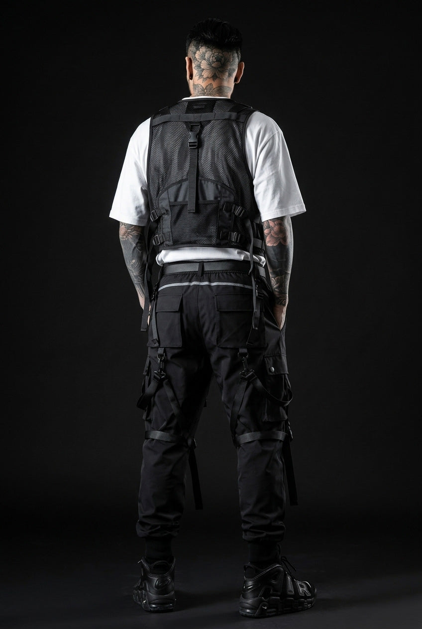Techwear pants with straps