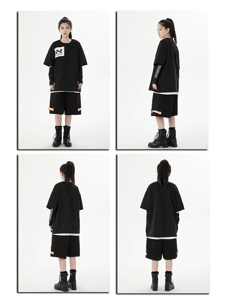 Schwarze T-Shirt mit N-Print