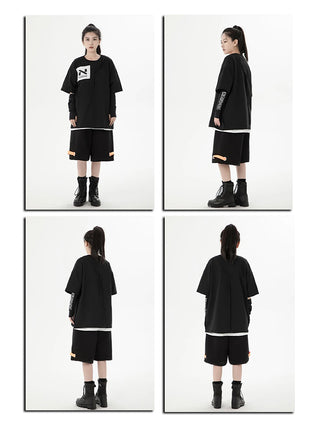 Schwarze T-Shirt mit N-Print